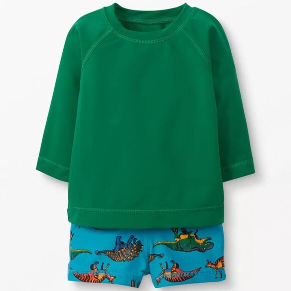 Hanna Andersson Boys Rash Guard & Swim Shorts Dinosaur Set Size 12-18 Months - Picture 1 of 1